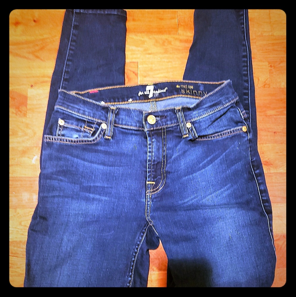 Seven mid rise skinny designer jeans